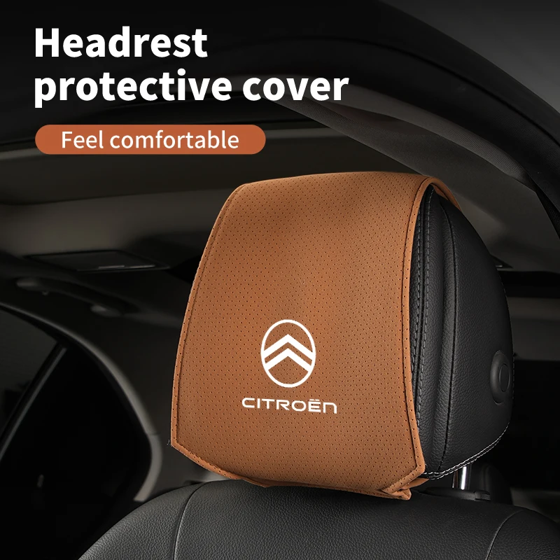 Car Headrest Cover Seat Head Rest Neck Pillow Protector For Citroen C4 C3 C5 C2 Berlingo Celysee Cactus Picasso Aircross Grand