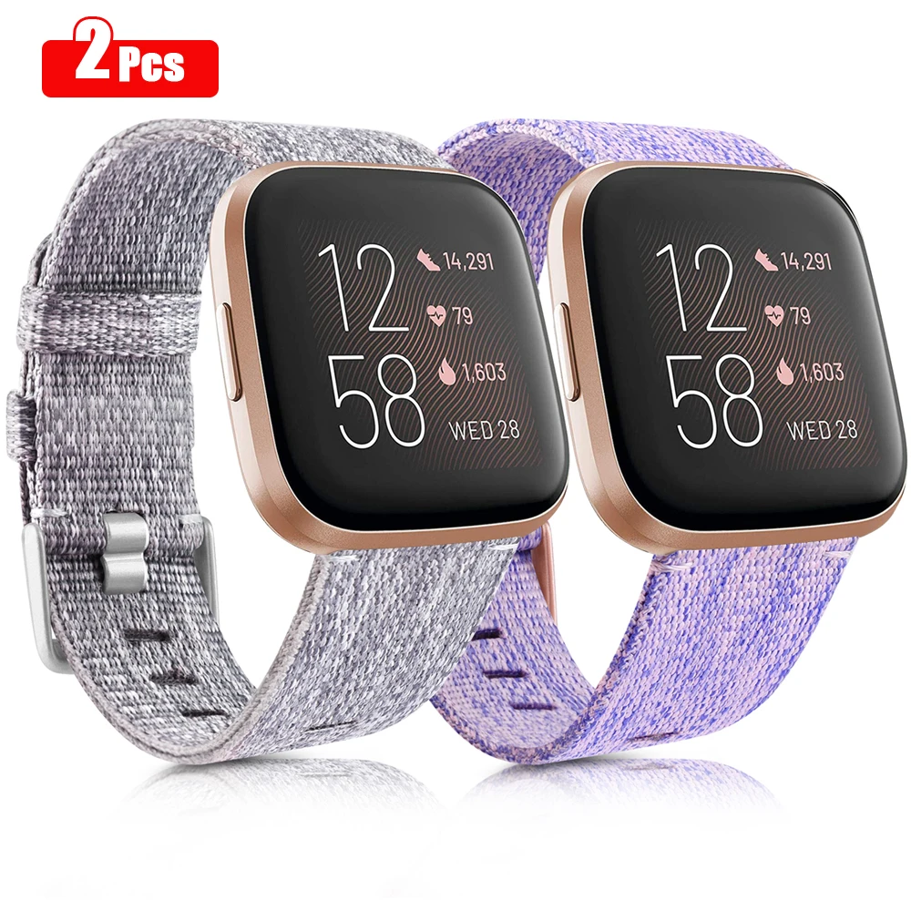 2pcs Woven Nylon Strap For Fitbit Versa 2 / Versa 1/Versa Lite Band Watchband Bracelet For Fitbit Versa 2 1/Versa Lite Wristband