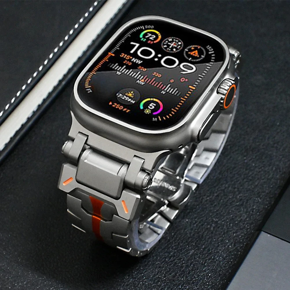 Luxury Titanium Color Band for Apple Watch Ultra 2 49mm 42mm 45mm 44mm for iWatch Series 9 8 6 5 4 SE 3 2 Stainless Steel Strap