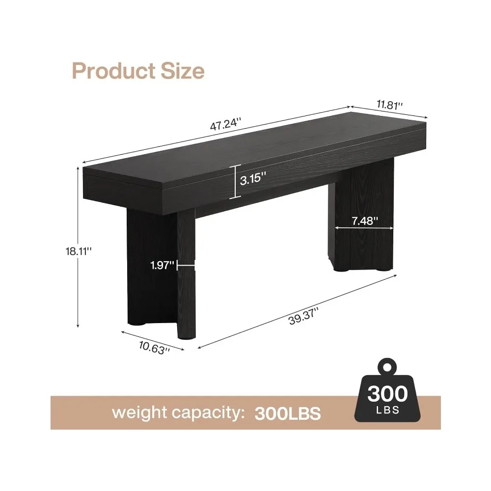 

47 Wooden Entryway Bench, Farmhouse Indoor End of Bed Bench, Long Table Benches Seat for Bedroom, Hallway, Foyer, End