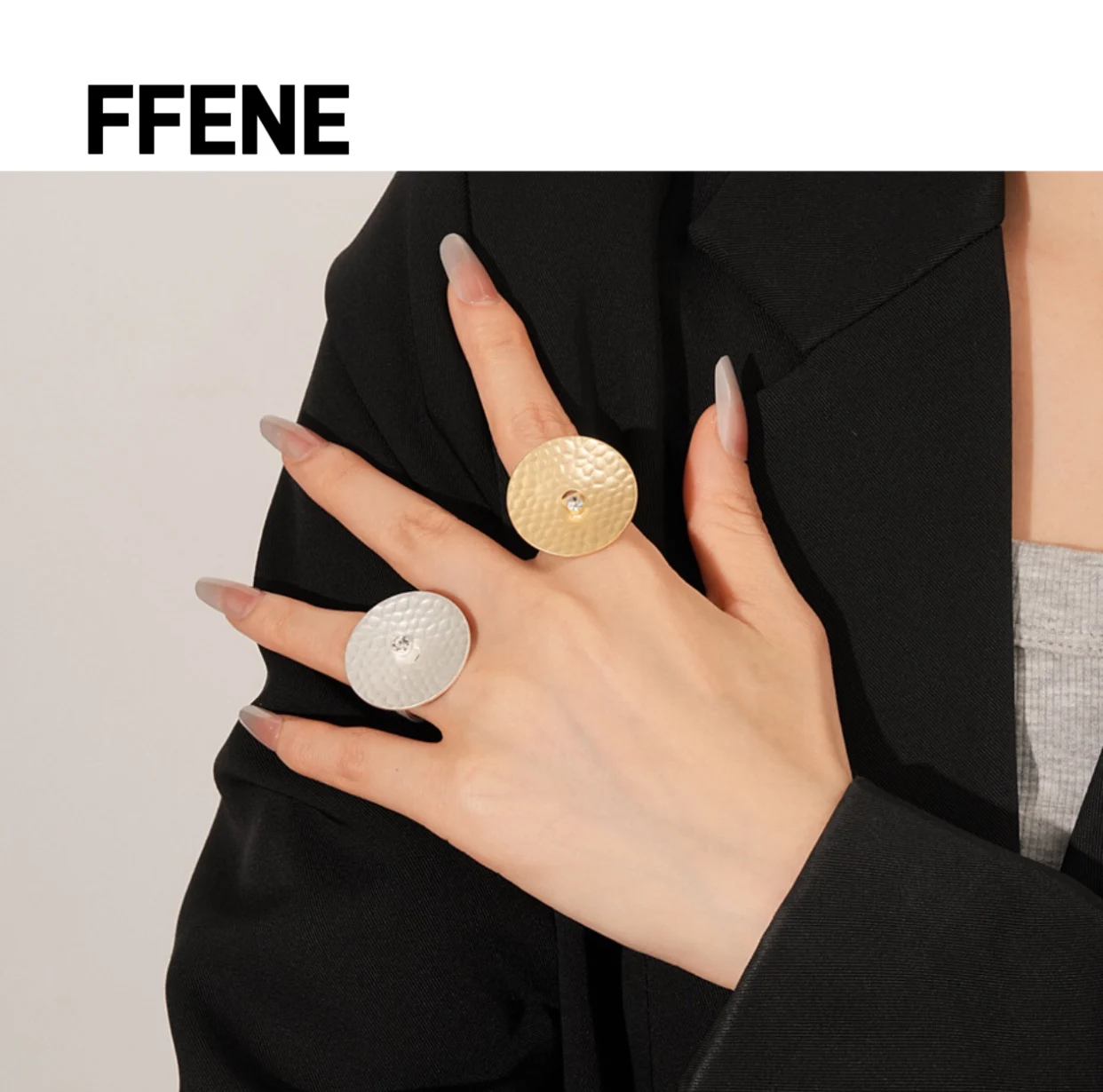 

High-end pressure-sensitive geometric open ring, European and American simple and versatile ring, unique and trendy hand