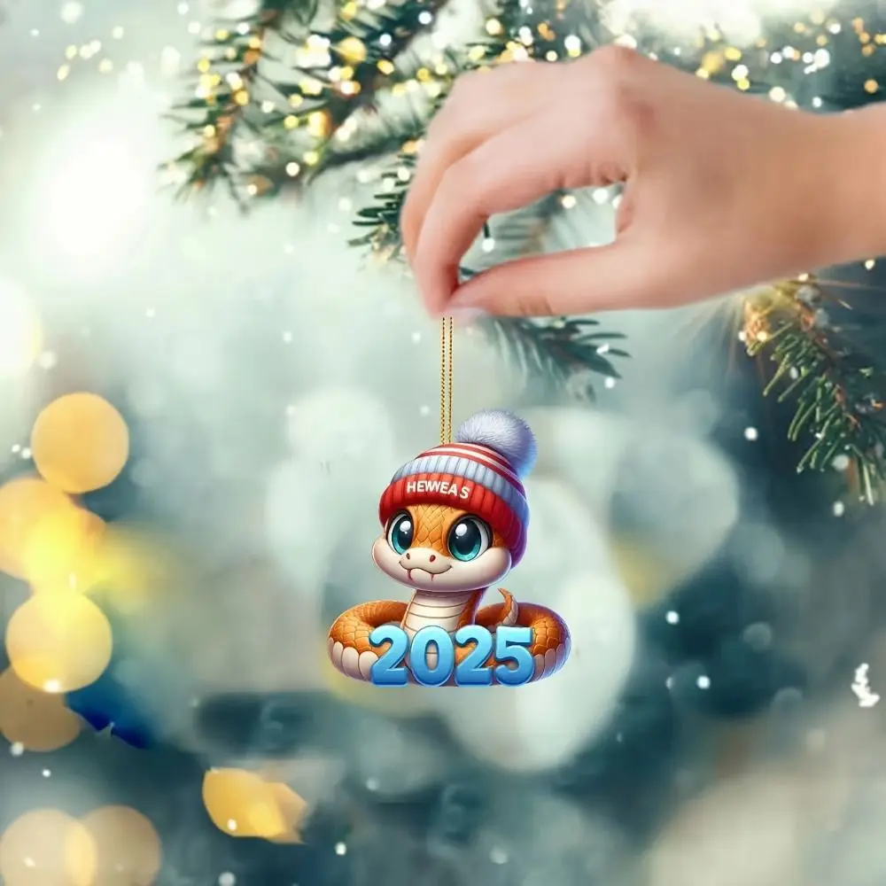 

2025 Новый китайский год змеи, подвесное украшение для автомобиля, акриловое украшение со шнурком, автомобильный кулон, мультяшное 2D автомобильное украшение, домашний декор