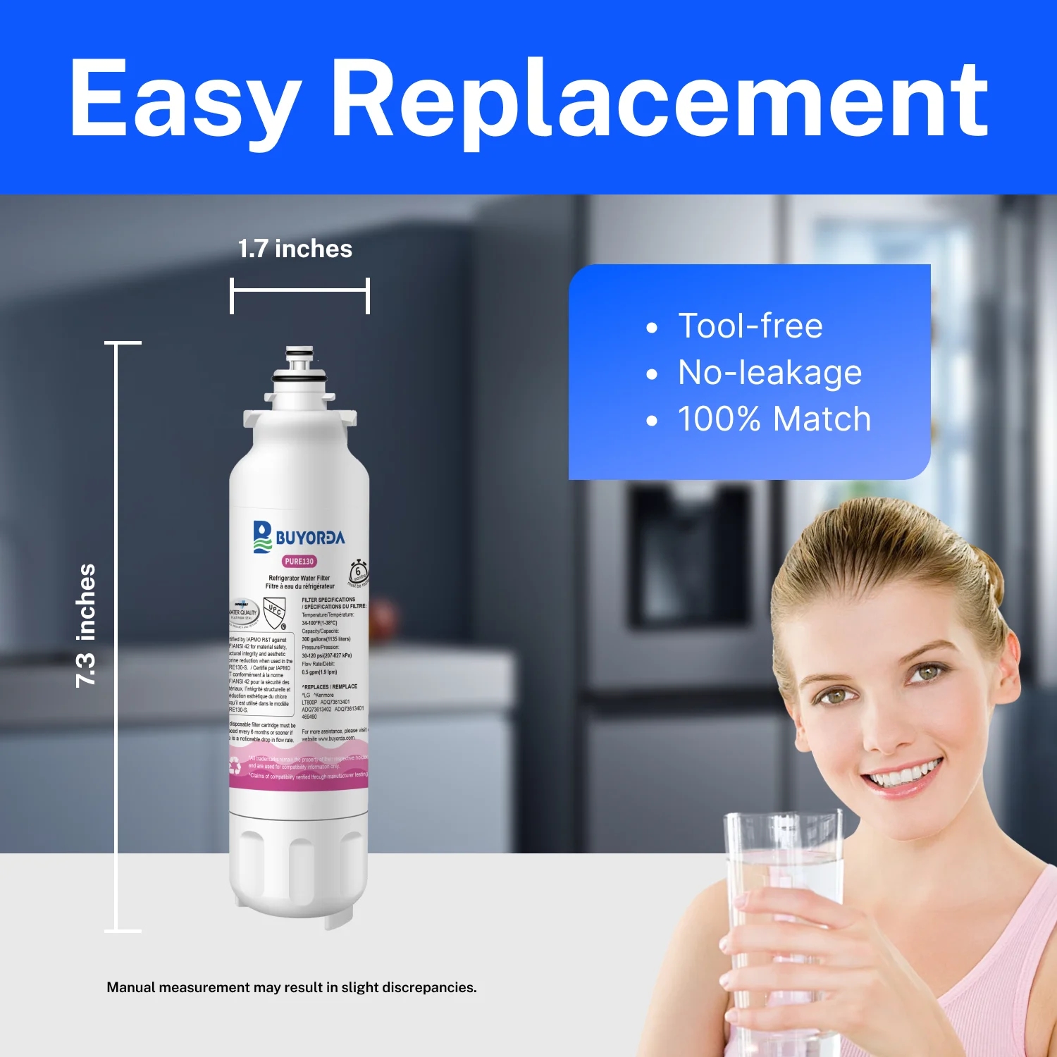 LT800PC Refrigerator Water Filter Replacement Compatible for LG Carbon Filter Cartridge Water Filtration Purifier Ice Filter