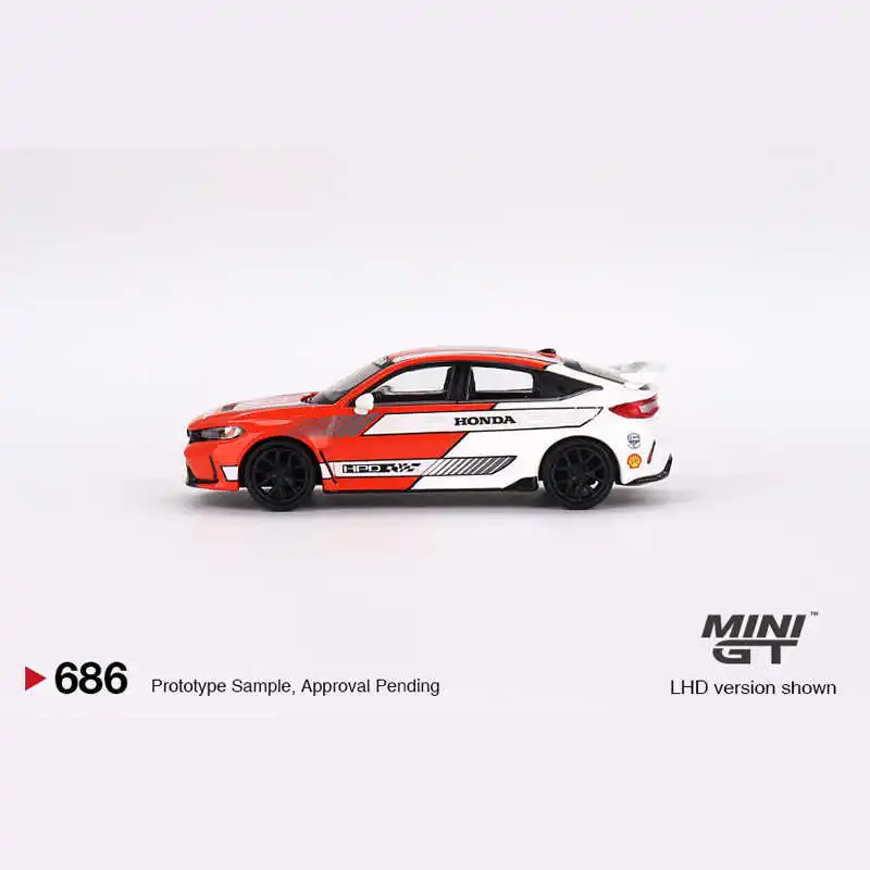 

Модель миниатюрной машины TSM 1/64 #686 civic typer No.1 2023 Pace, модель автомобиля из красного сплава под давлением, коллекционная игрушка в подарок