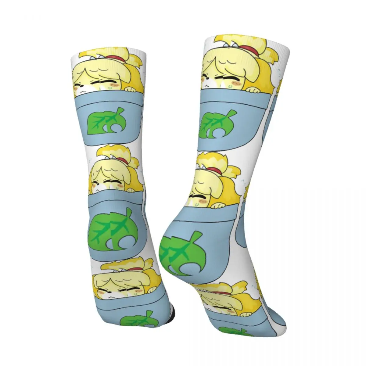 Funny Men's Socks Pocket Isabelle And Leaf Vintage Harajuku Animal Crossing Switch RPG Tom Resetti Bells Casual Crew Crazy Sock