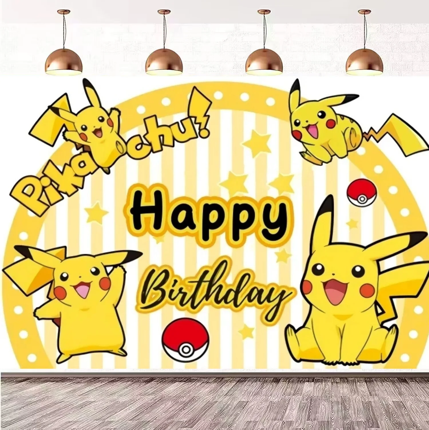 Pokemon Birthday Backdrop Pikachu Party Photography Background Wall Photo Studio Banner Poster Photo Studio Kid Gift Party Decor