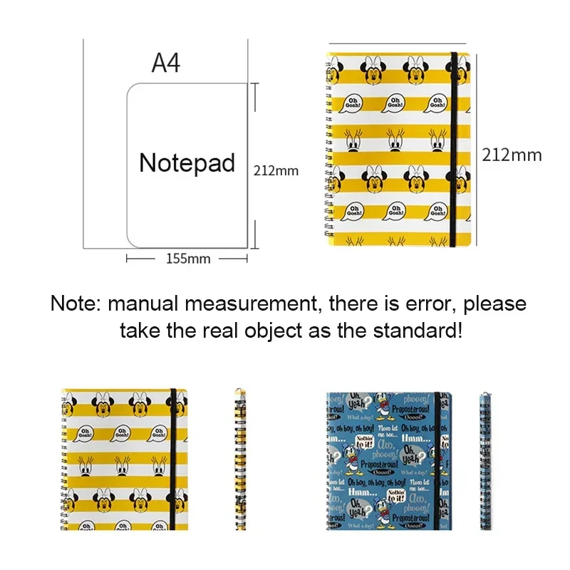 Disney Mickey Cartoon Coil Notebook Elastic Band Band Loose Leaf Notepad Student Creative Personality Stationery for Student