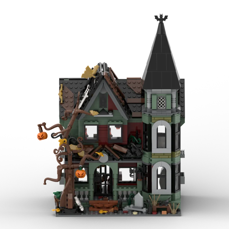 1246PCS Halloween Nightmare House Model Paper Manual Pumpkin Ghost Skeleton Hut Building Blocks Toys for Kids Christmas Gifts