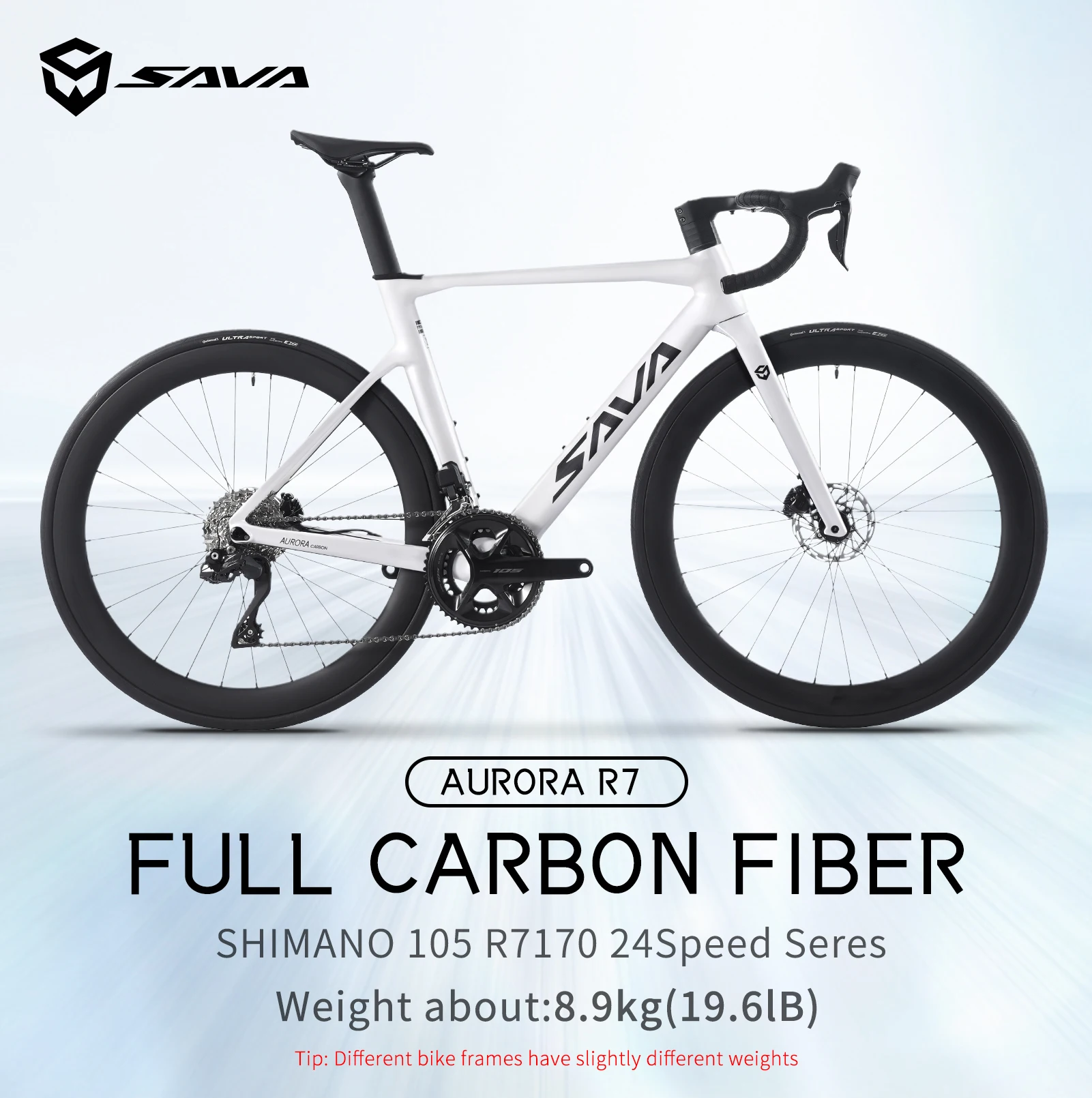 SAVA R7 Carbon Fiber Road Bike With Carbon Fiber Frame, Wheels And Handlebars, Equipped with Shimano Di2 R7170, 24Speed Groupset