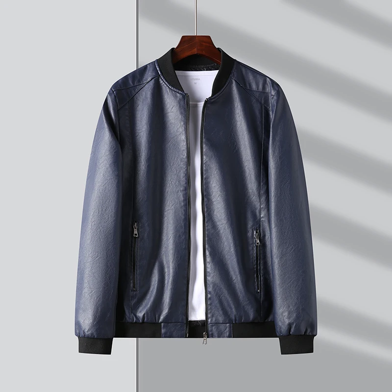 Top Grade New Brand Designer Casual Fashion Classic Faux Pu Fashion Leather Jacket Motorcycle Men Coats Mens Clothing 2023