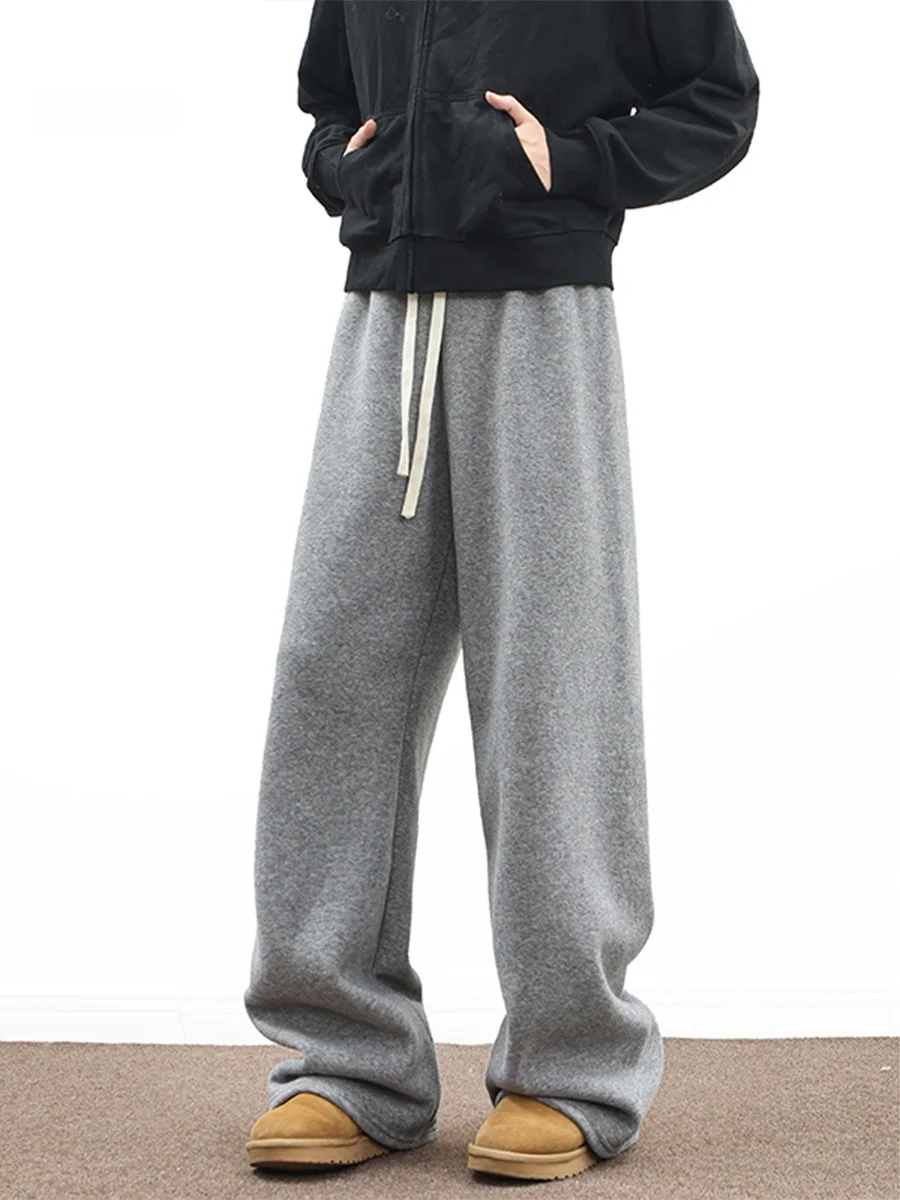 

Мужские зимние брюки с флисовой подкладкой, мягкие, из махровой ткани, прямого кроя, свободные, широкие, универсальные, повседневные, длинные штаны