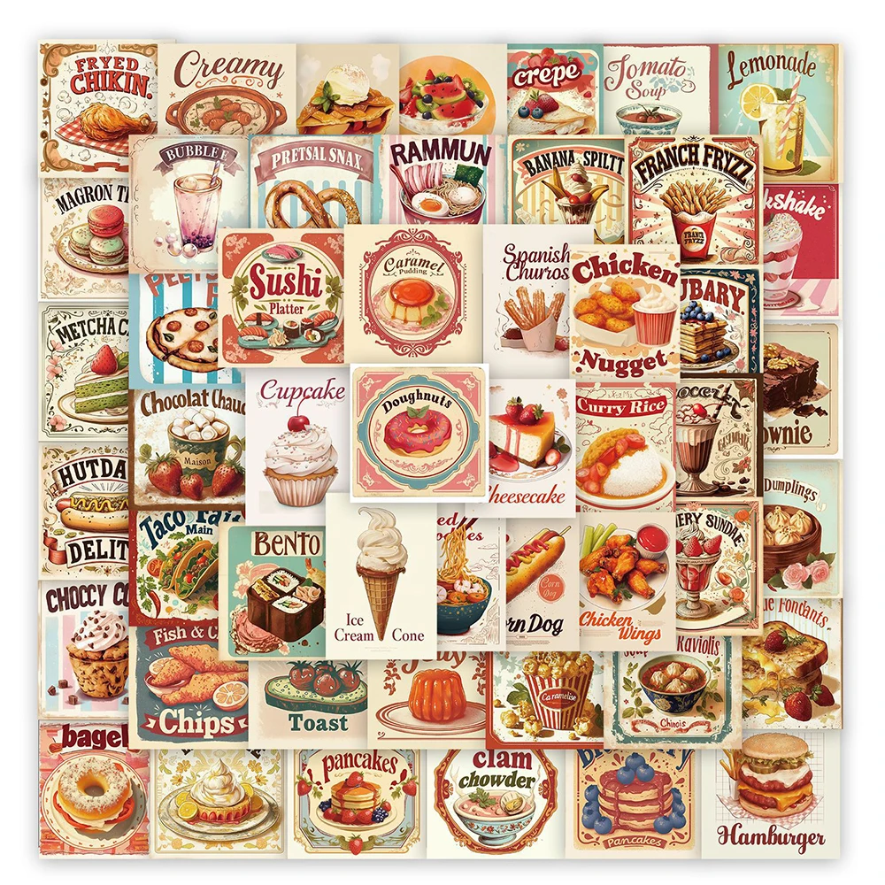 10/30/50 stücke Kuchen Dessert Cartoon Graffiti Aufkleber Vintage Lebensmittel Label Aufkleber Kind Spielzeug DIY Skateboard Laptop Gepäck lustige Aufkleber