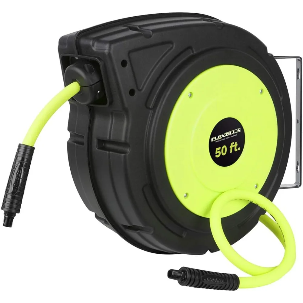 

Retractable Enclosed Plastic Air Hose Reel, 3/8 in. x 50 ft., Heavy Duty, Lightweight, Hybrid, ZillaGreen - L8250FZ