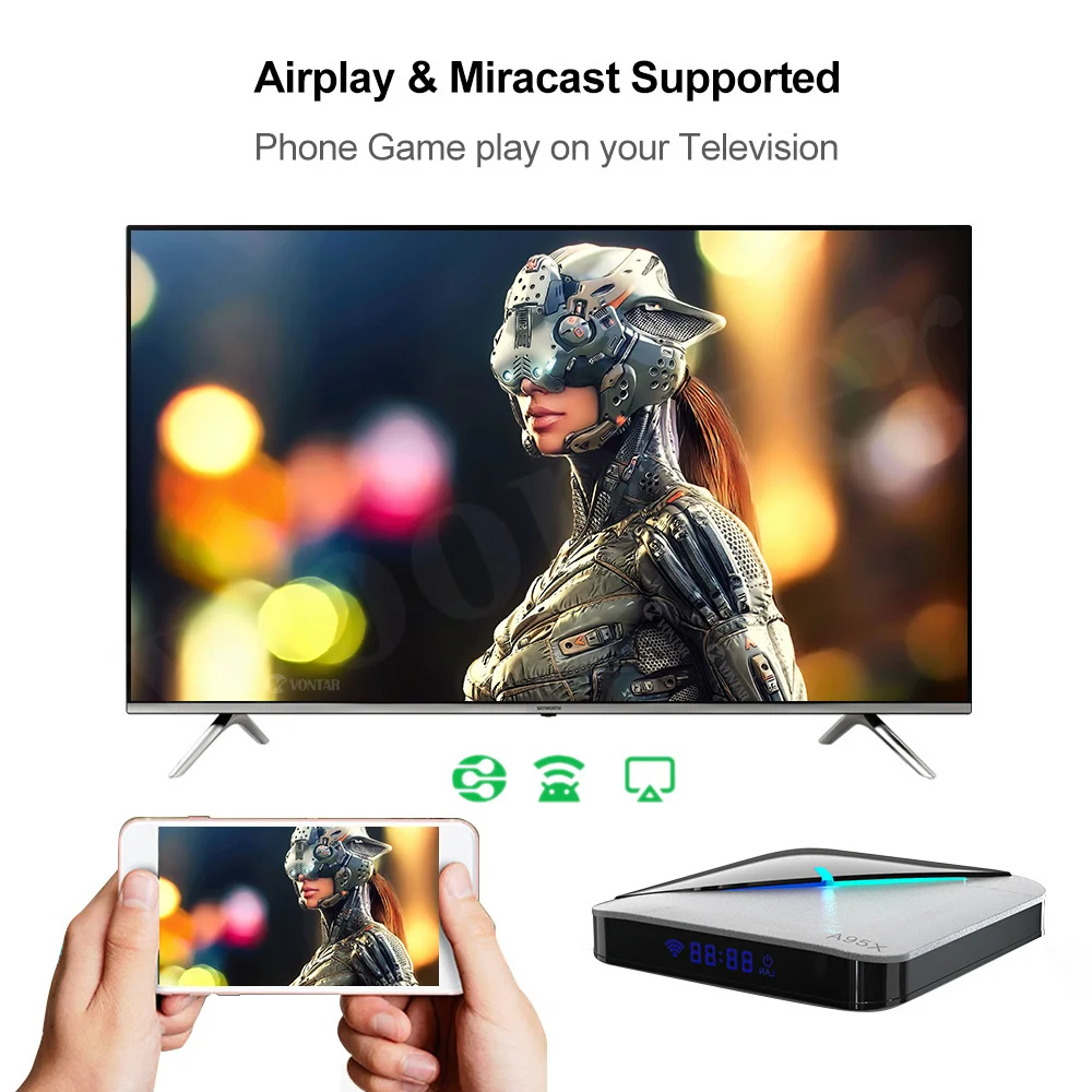 Woopker A95X F3 Air Smart TV Box Android 9.0 Amlogic S905X3 4GB 64GB Bluetooth Wifi 4K odtwarzacz multimedialny Google Player Set Top