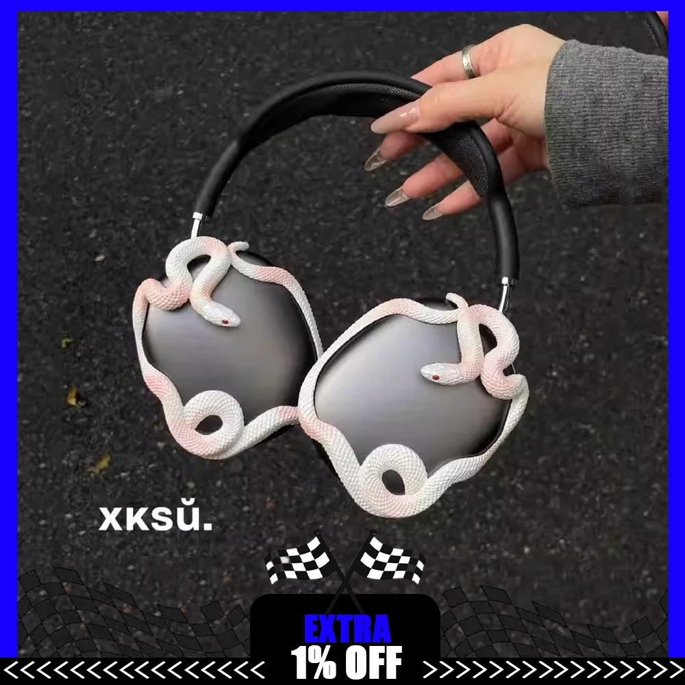 XKSU Snake Geometric Headphone Case For airpodsmax Lightweight Design Earphone Protective Case 3D Printing Gifts