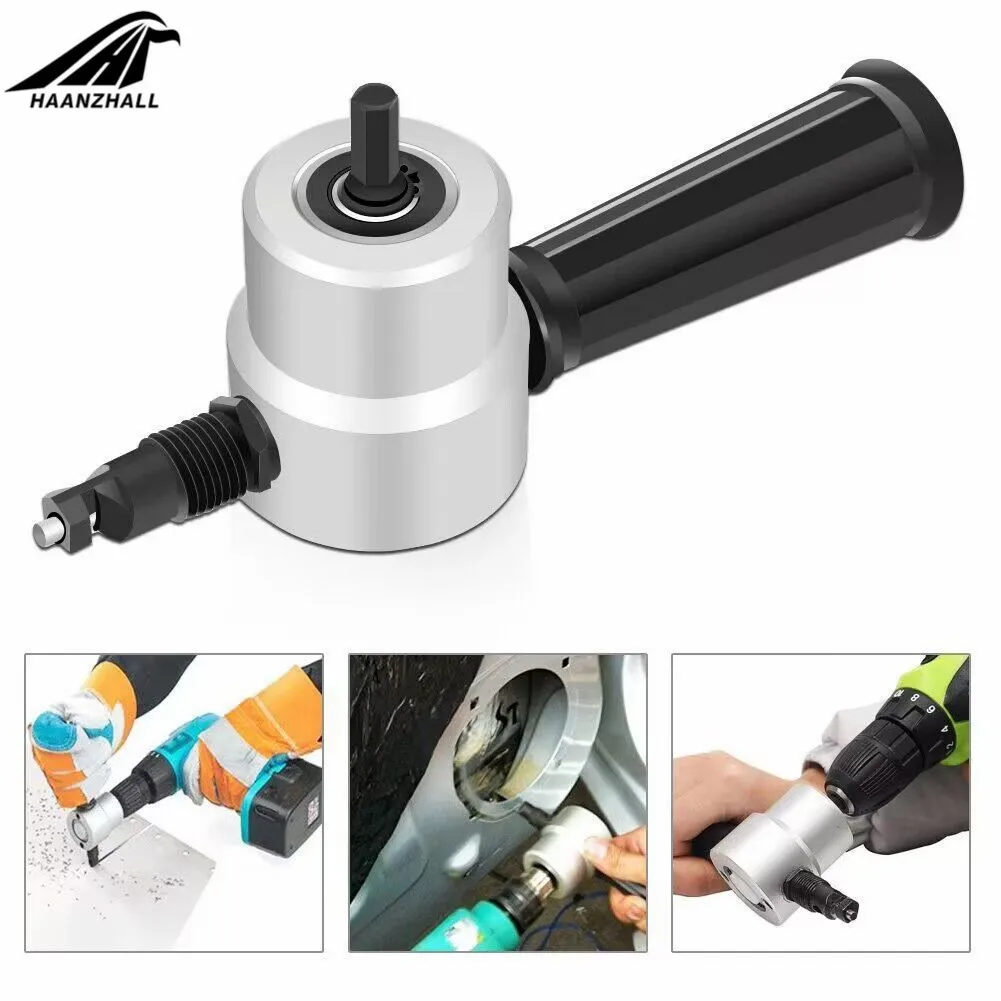 Metal Sheet Cutter Double Head Iron Nibbler Cutting Power Tools Electric Drill Attachment Accessories Car Plate Punch Scissors