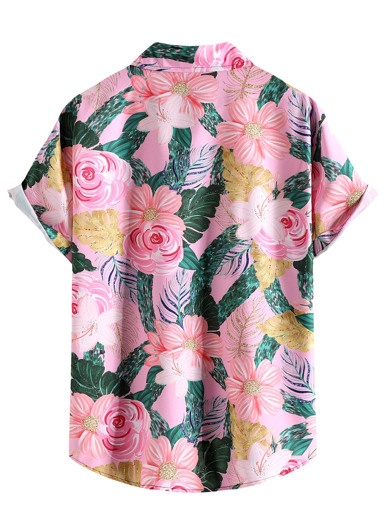 Pink Flower Print Hawaiian Floral Shirt Men 2023 Brand Casual Short Sleeve Button Up Summer Beach Party Shirts Men Chemise Homme