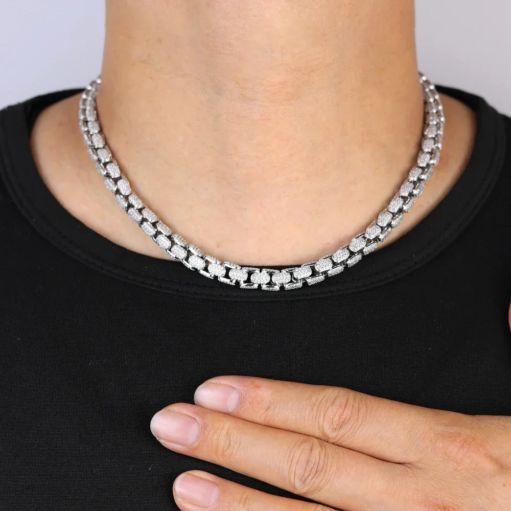 2025 موضة جديدة ثعبان فضي اللون سلسلة عقد من حجر الياقوت الهيب هوب الرجال النساء