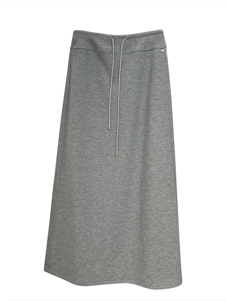 عارضة عالية الخصر مستقيم الساق تنورة المرأة الربيع الصيف الخريف جديد Sle Dstring مطاطا الشق التنانير الكورية Sle #5