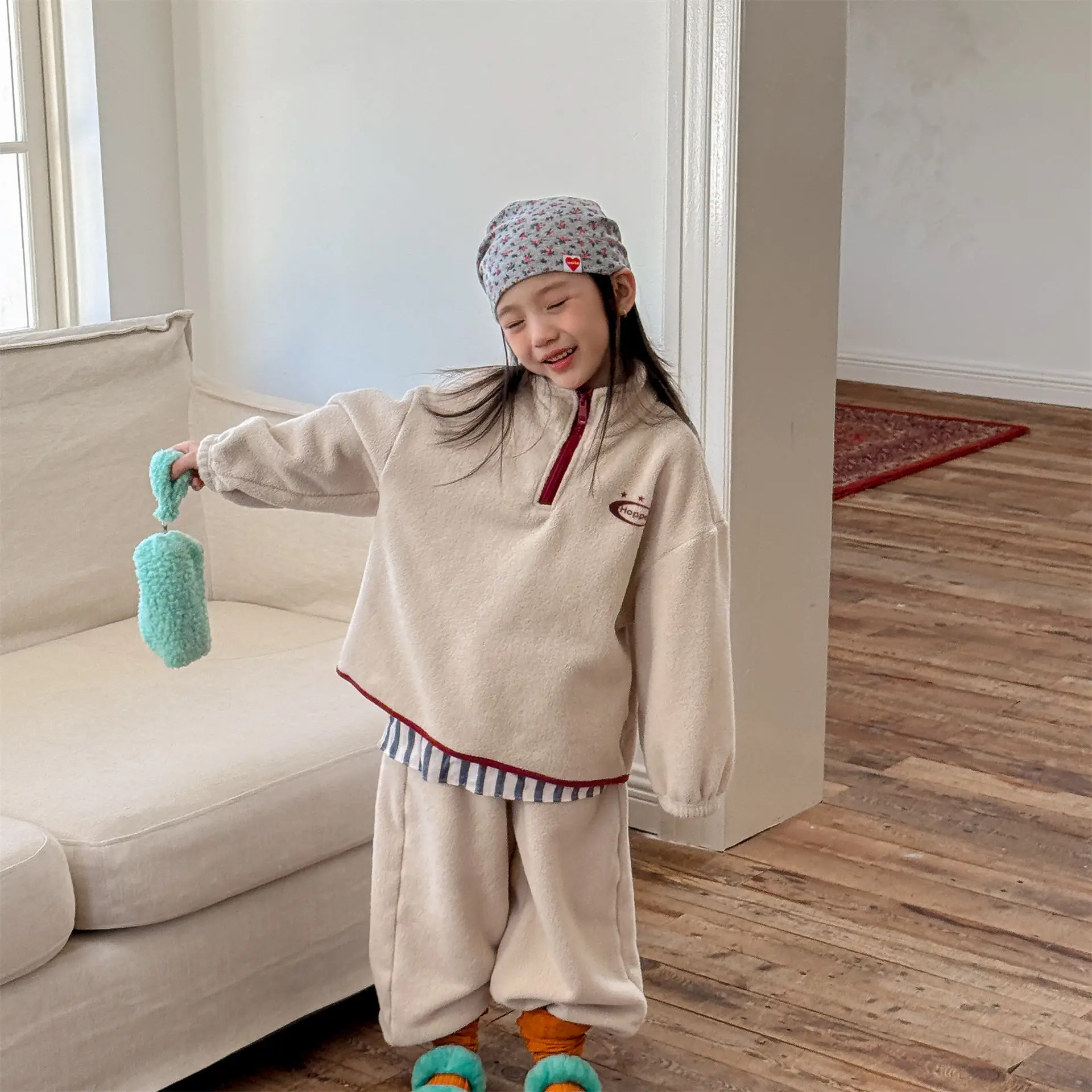 2025 Winter New Children Warm Sportswear Set Boys Girls Fleece Sweatshirt + Pants 2pcs Suit Kids Plus Velvet Thick Sports Suit