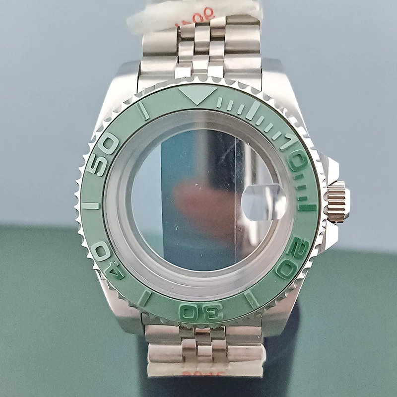 40mm10bar waterproof case fits nh34NH35 NH36 Movement 316L stainless steel sapphire glass Silver Jubilee buckle 120 click bezel