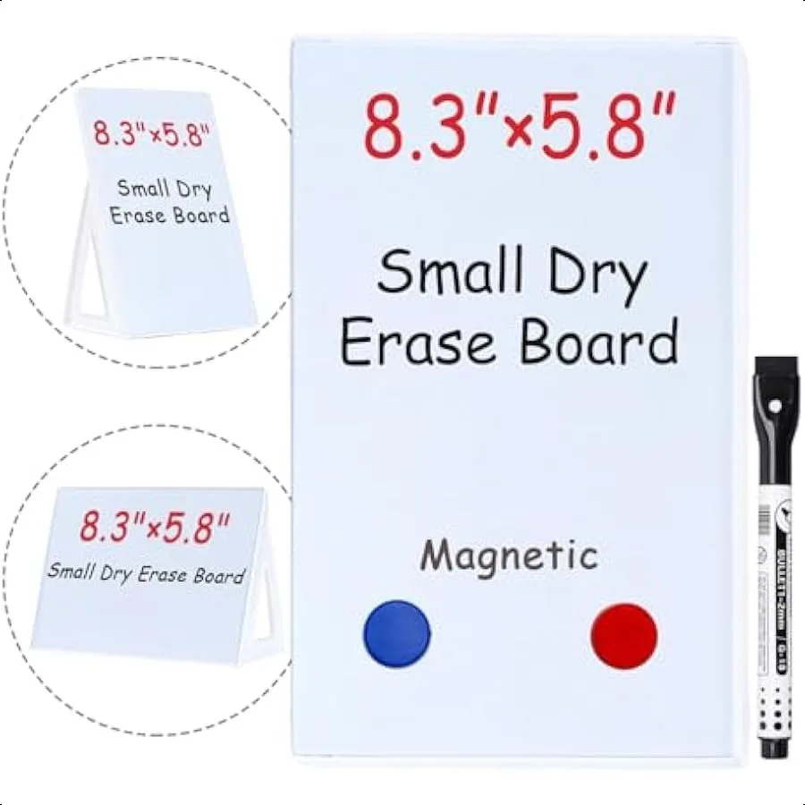

Magnetic Dry Erase Board White Board 8.3'' x 5.8'' Small StandUp or Hangable Desktop Dry Erase White Board Mini Dry Erase White