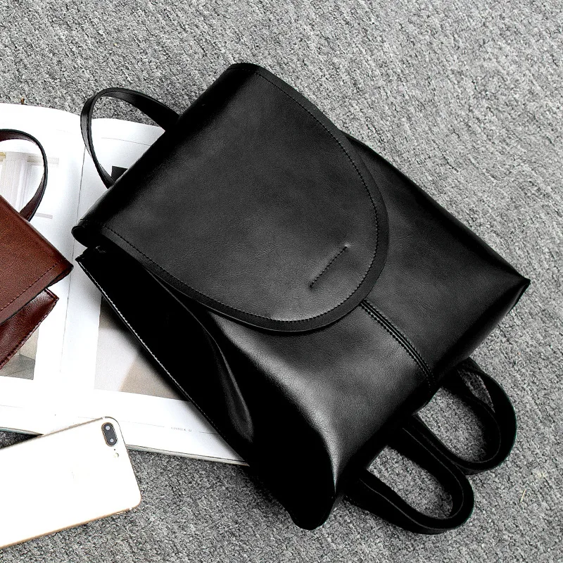 Women Backpack Shoulder Cross Body Bags Genuine Leather Female Fashion Retro Lady Oil Wax Cowhide Messenger Bag Backpacks