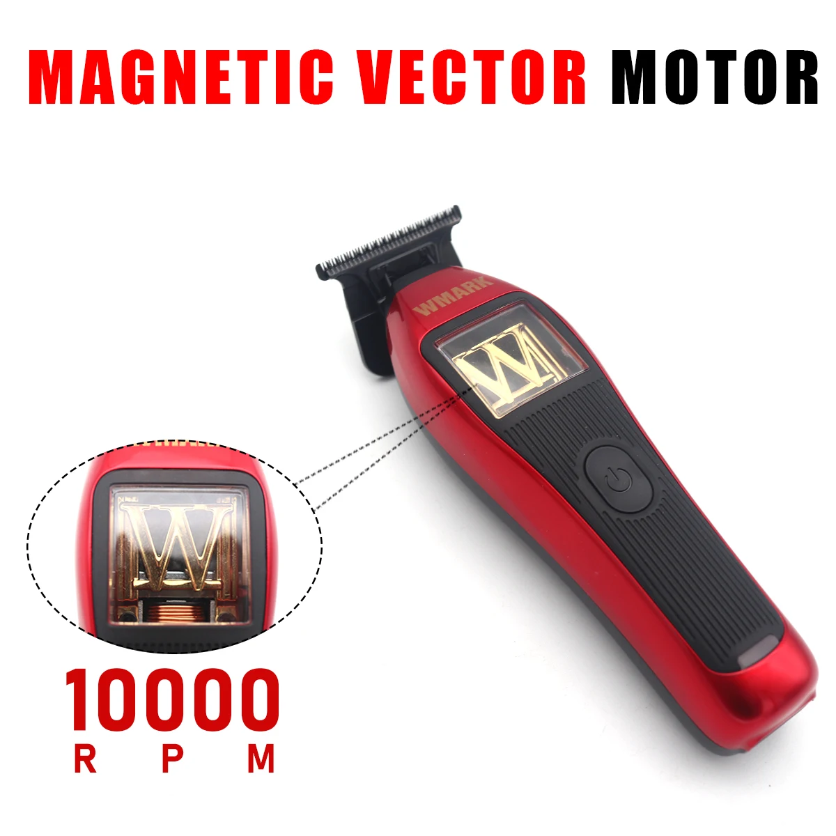 WMARK NG-XT1 Men's Hair Clippers,Magnetic Vector Motor Trimmer Microchipped Magnetic Motor with Interchangeable Lids,3 Guards