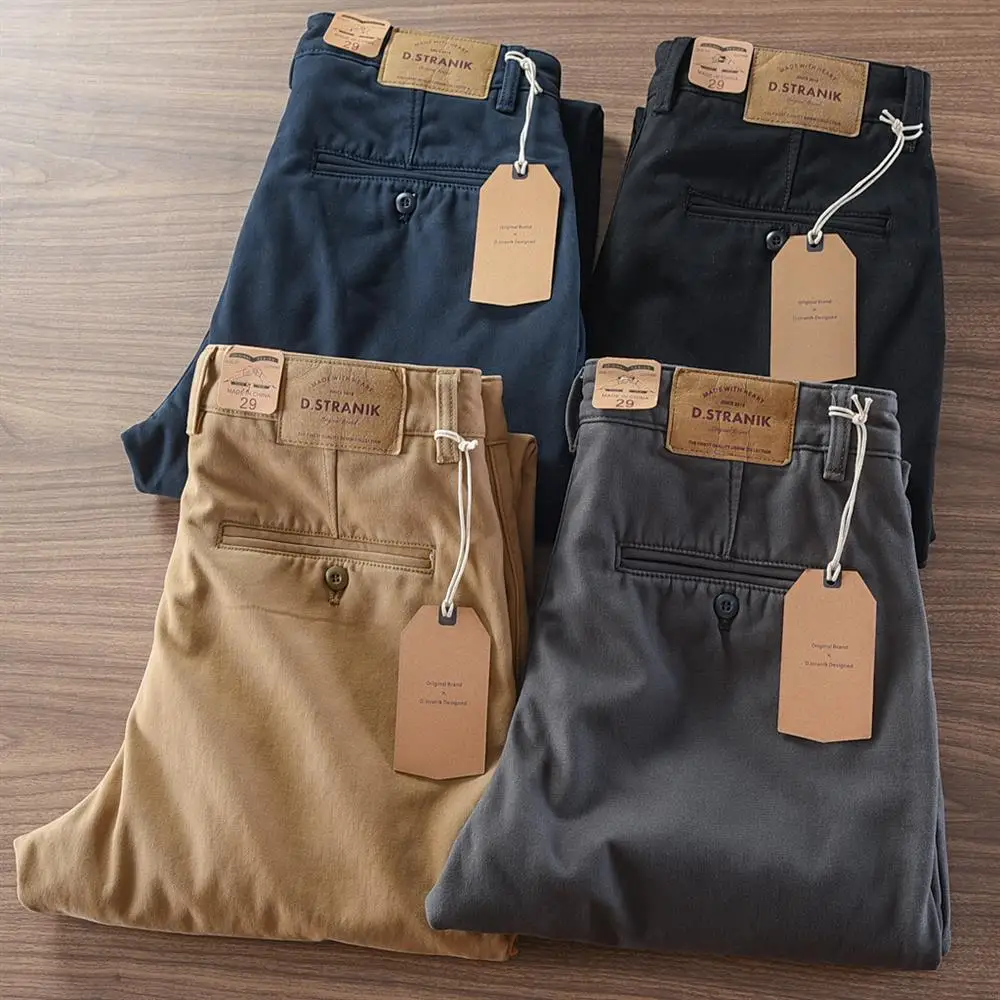 

Men's Retro Fce Lined Thiened Straight Leg Cotton Casual Pants Autumn Winter Workwear Trousers Comfortable Straight Fit ...