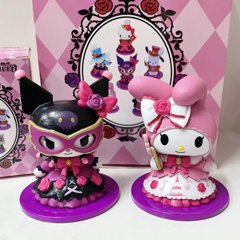 New Sanrio Blind Box Kuromi Hello Kitty Figure Toys Masquerade Halloween Collection Decorative Ornaments Gift Kids