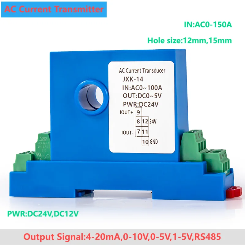 

4-20mA AC Current Transmitter AC100A 120A 150A 80A 90A AC Current Transducer 0-10V 0-5V RS485 AC Current Sensor 12mm 15mm