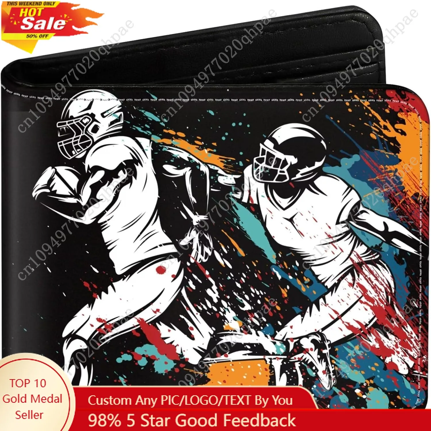 

Boys Football Wallet for Kids 6-8 9-12 12-14 , Funny Novelty Leather Cool Wallets With Credit Id Card Cash Holder Black Rfid Blo