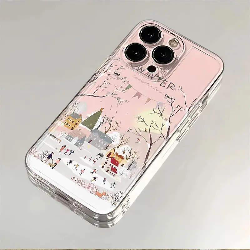 New Dreamy Snow Scenery Phone Case For iPhone 16 15 14 13 12 11 Pro Max XR XS MAX 7 8 PLUS MINI Y2K Anti-drop Shockproof Cover