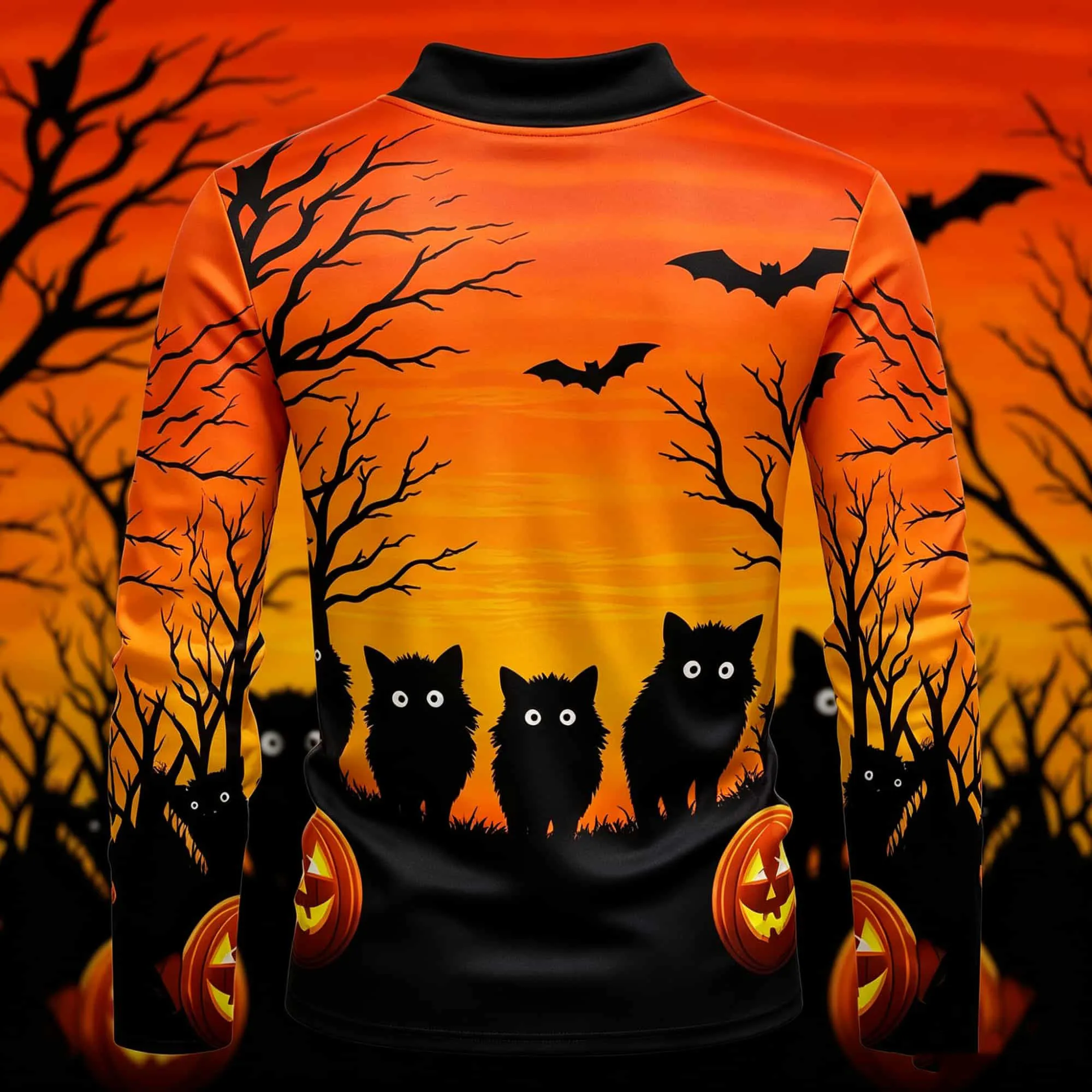 Fun Halloween Mock Neck Long Sleeve Shirt for Men Cozy Pullover For Holiday Cosplay & Casual Street Style