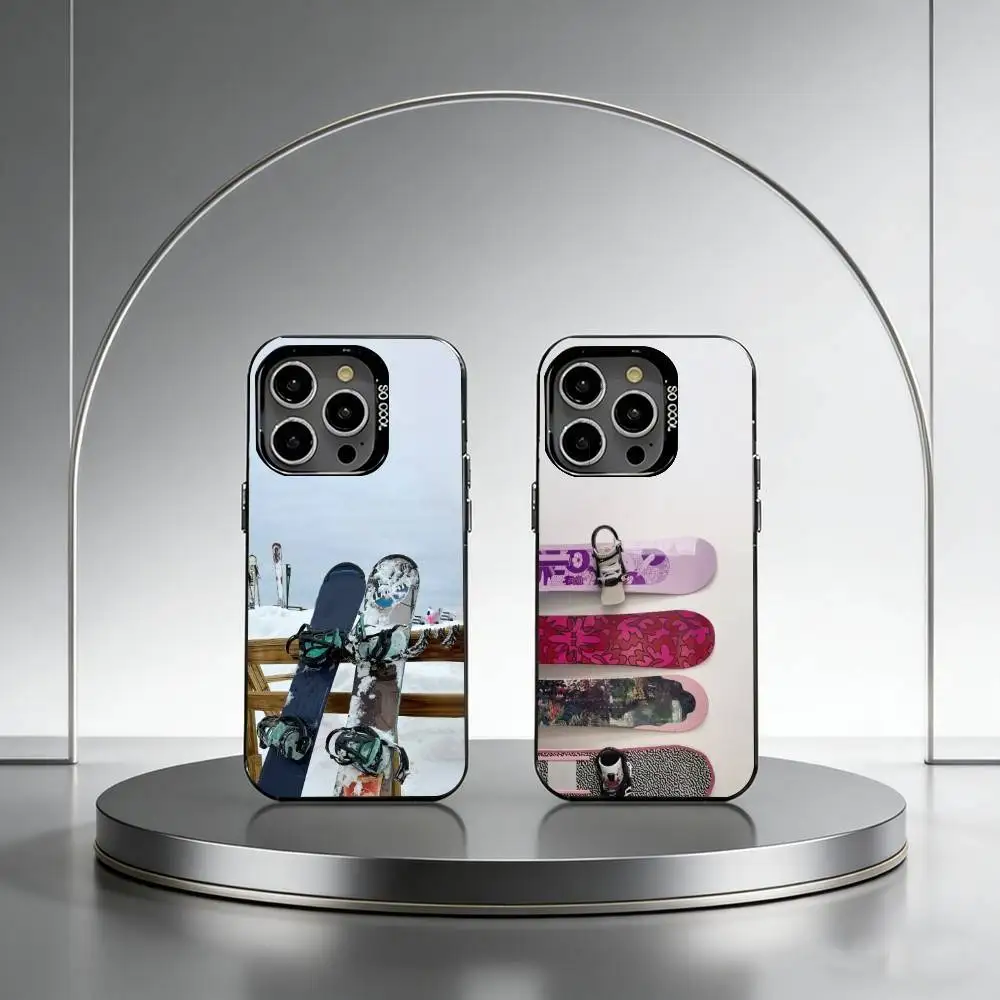 

Cool Snowboard Phone Case For iPhone 17,16,15,14,13,12,11 Plus,Pro Max,XS,Colored Silver Plated Inside Cover