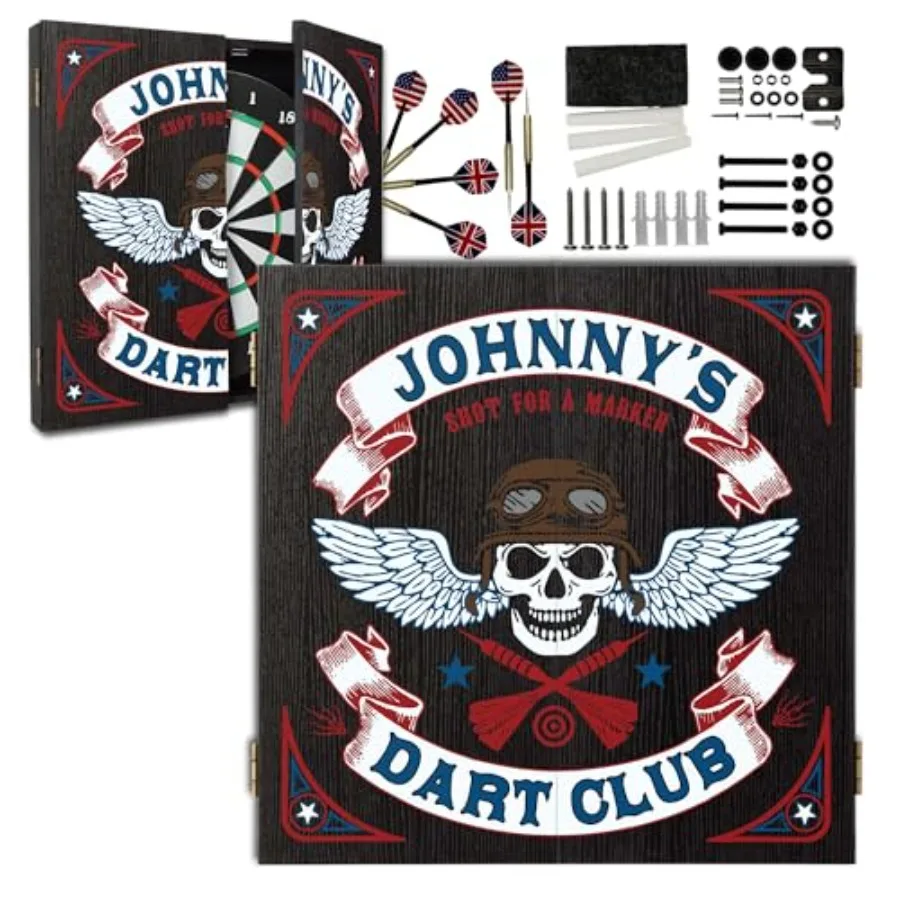 

Personalized Dartboard and Cabinet Set with 6 Steel Tip Darts for Home Entertainment Customizable Design Compact Storage Soluti