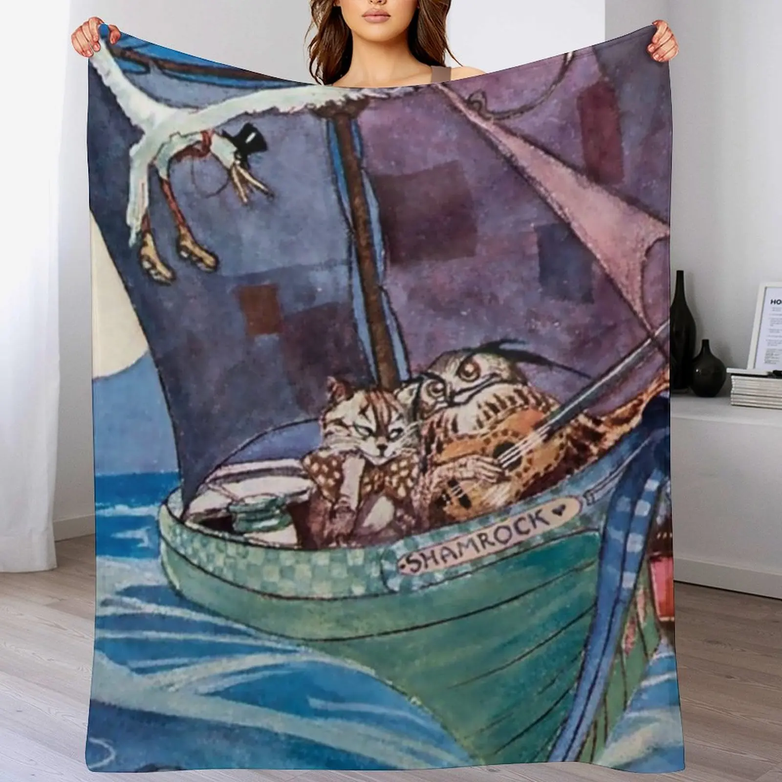a??The Owl and the Pussycata?? by Willy Pogany Throw Blanket Fade Resistant Durable Throw Blanket