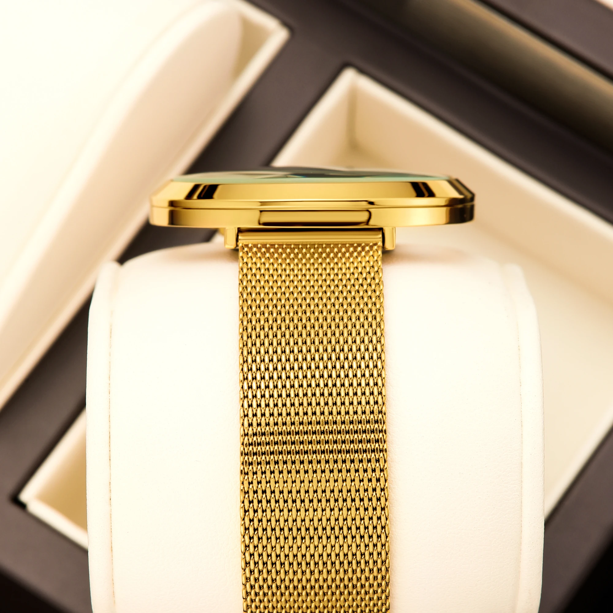여성용 여성용 울트라 씬 골드 메쉬 시계 럭셔리 에메랄 - Luxury Watch Gift For Her 리뷰 및 가격