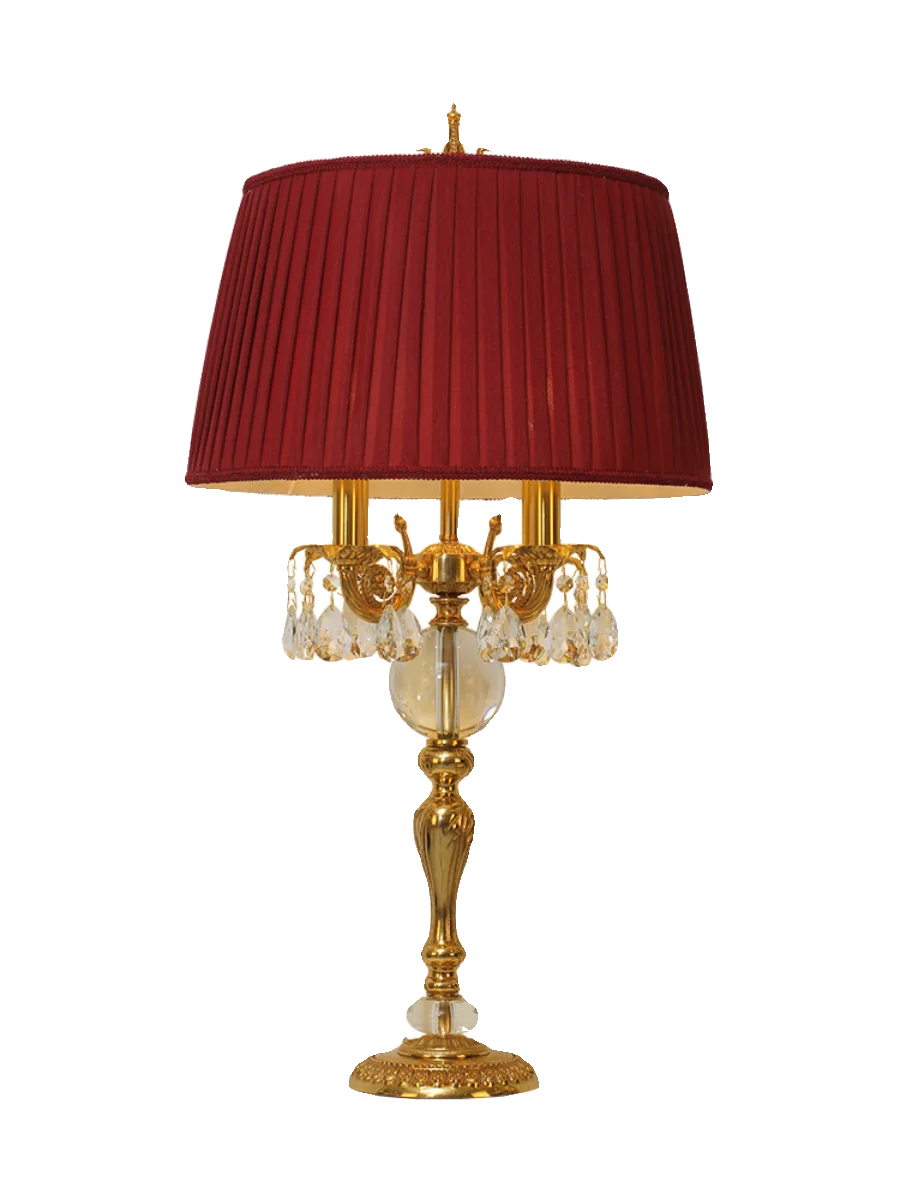 

French all-copper crystal desk lamp Bedroom bedside living room study European luxury retro atmosphere wedding room