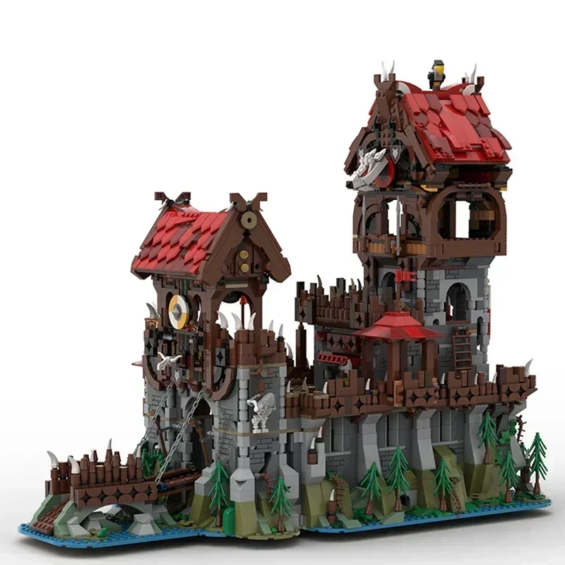 Moc قوالب بناء القلعة نموذج برج Wolfpack وتكنولوجيا سفينة القرون الوسطى وحدات كتل هدايا عيد الميلاد اللعب لتقوم بها بنفسك مجموعات الجمعية