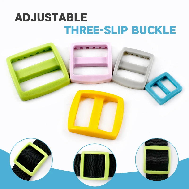 

30/50/100Pcs 10/15/20/25mm Plastic Tri-Glide Slider Clasp for Bag Straps Buckles Pet Collar Adjuster Buckle DIY Bags Accessories