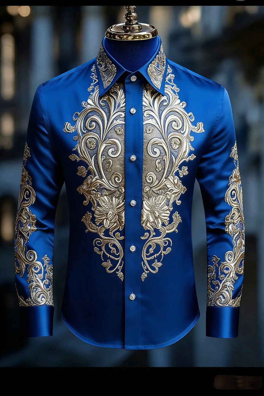 

2026 men's new retro long-sleeved shirt colorful plant high-definition printed shirt Hawaiian vacation clothes men quick-drying