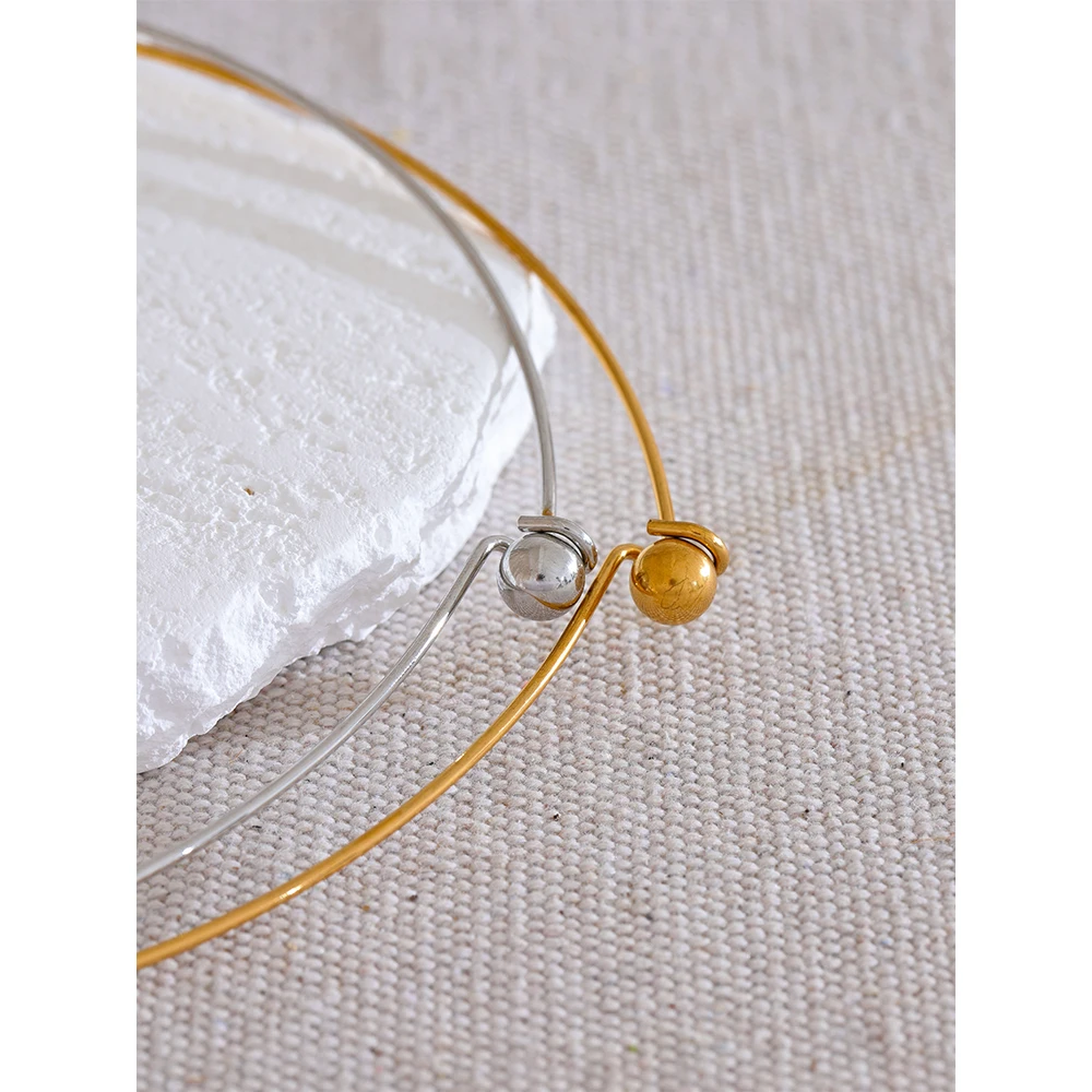 Yhpup Distinctive Fashion Stainless Steel Round Collar Necklace Pendant 18K Gold PVD Plated Stylish Unique Jewelry for Women
