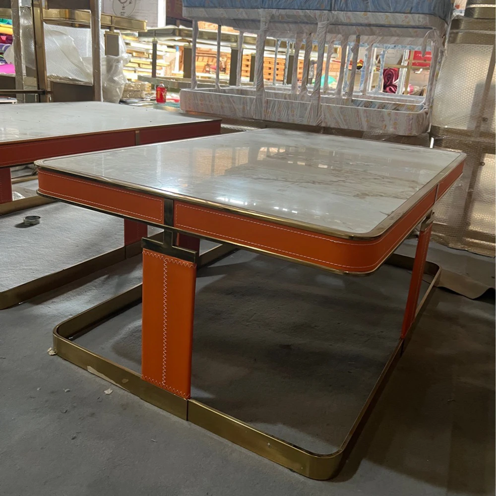 

Hot Selling Gold Stainless steel Frame Rectangle Marble Top Coffee Table For Cafe Shop Living Room Sofa Center Tables Furniture