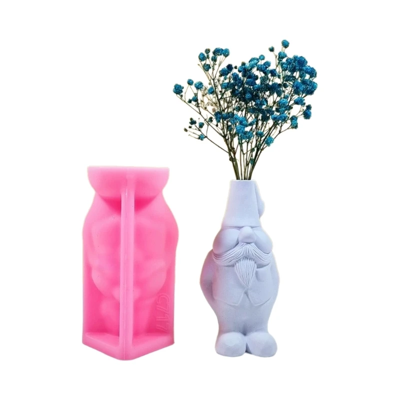 

Gnome Vase Resin Silicone Mold for Handmade Flower Pots Pen Holder Concrete Cement Gypsum Molds Home Decorations