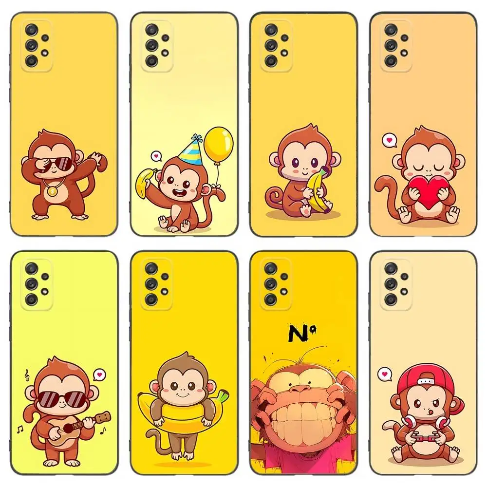 

Cartoon Monkey Phone Case For Samsung Galaxy A 91,80,73,72,53,52,51,22,5G,Plus,J,Note Soft Black Cover