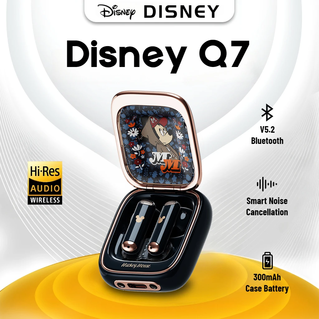 Disney Q7 Mickey TWS Earbuds Space Capsule Hifi Stereo Bluetooth Earphones Smart Noise Cancelling Wireless Headphone with Mic