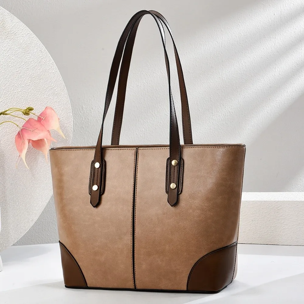 

Simple Large Capacity Tote Bag PU Leather Casual Underarm Bag Multifunctional Shoulder Bag Women