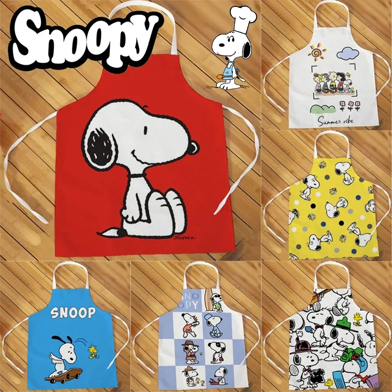 

Kawaii Snoopy Apron Cute Household Cleaning Oil-proof Waterproof Aprons Fashion Adult Kids Men Women Kitchen Cooking Supplies