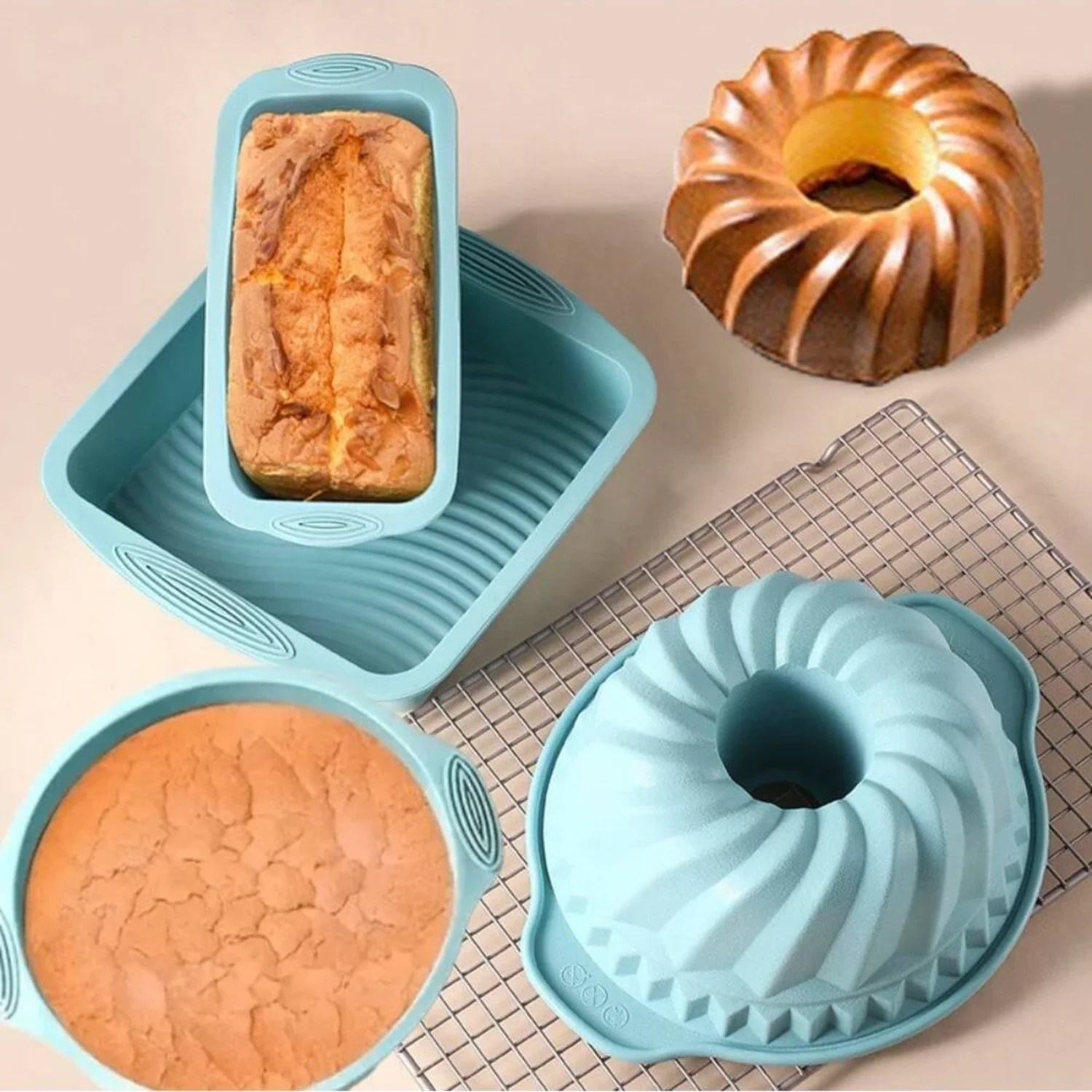 

Silicone Cake Baking Mould Set High-temperature Resistant Oven Baking Plate Cake Bread Toast Pan Kitchen Muffin Baking Mold